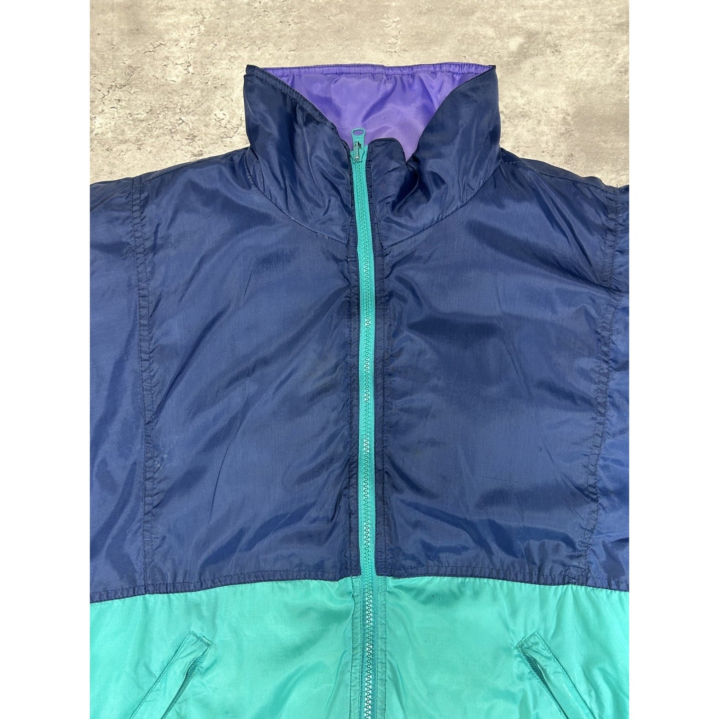 Vintage 90s Eddie Bauer Full Zip Two Tone Reversible Nylon Puffer Jacket Large