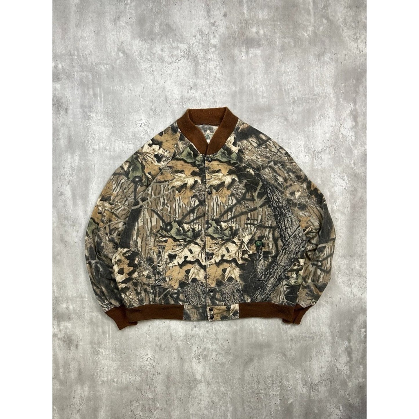 Vintage 80s/90s Mossy Oak Break Up Tree Camo HUnting Bomber Jacket Size 2XL