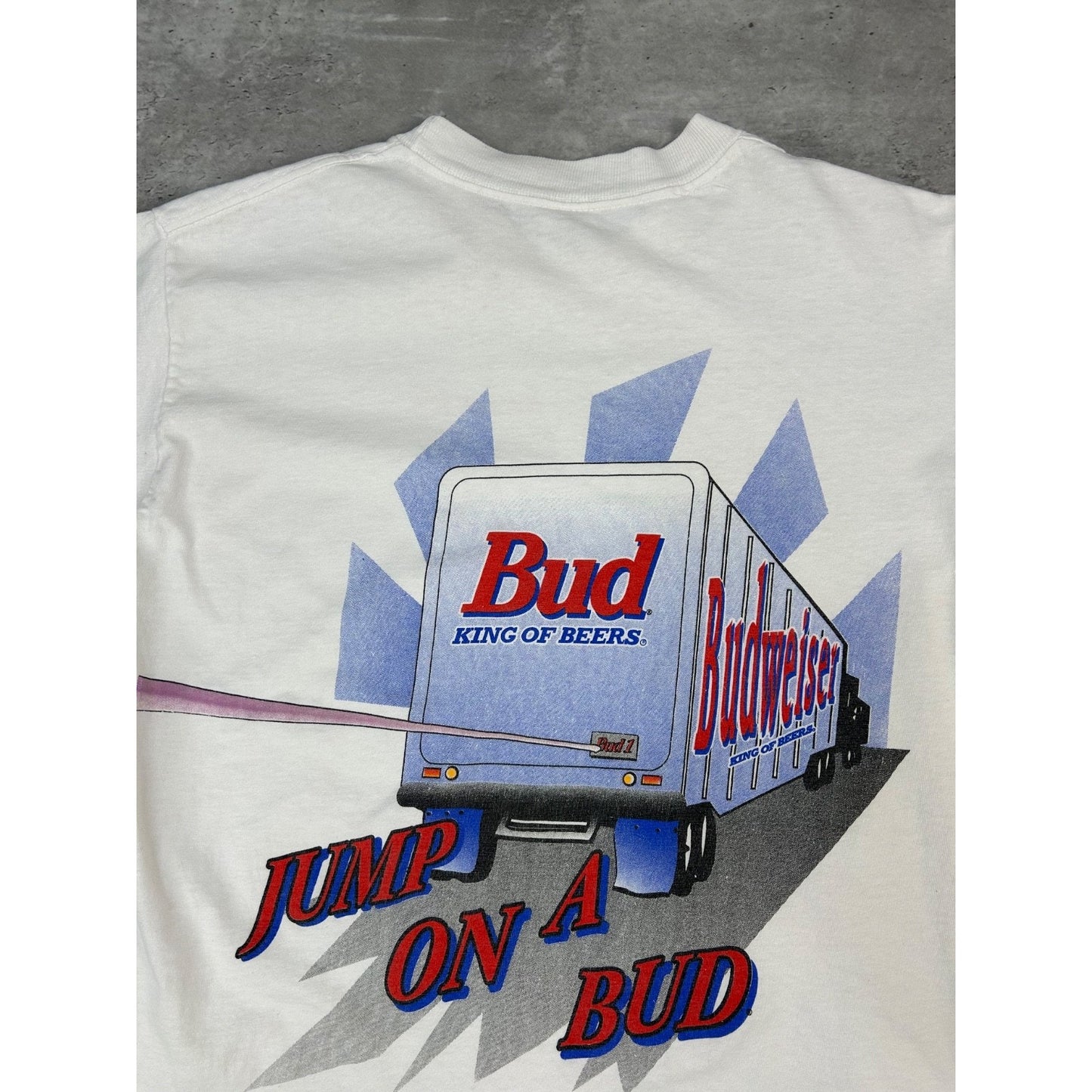 Vintage 1995 Budweiser Jump On A Bud Beer Promo Graphic T-Shirt Size XL