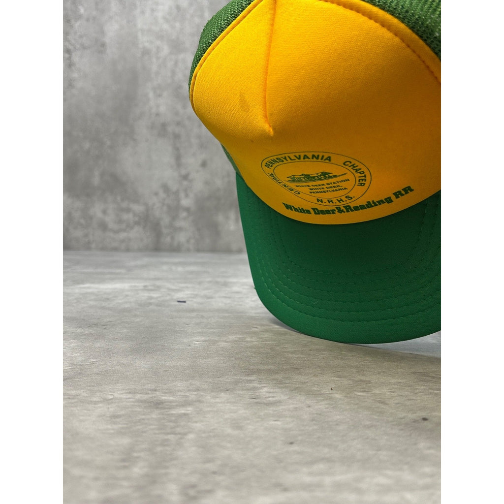 Vintage 90s White Deer & Reading RR Destination Trucker Snapback Hat OSFA