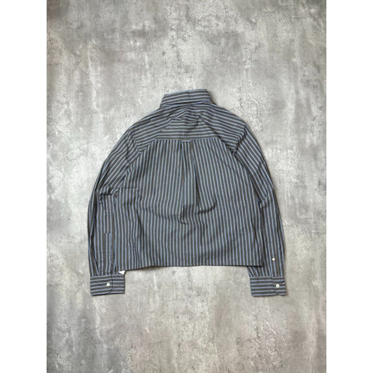 Vintage Chaps Striped Print Long Sleeve Reworked Cropped Button Up Shirt Medium