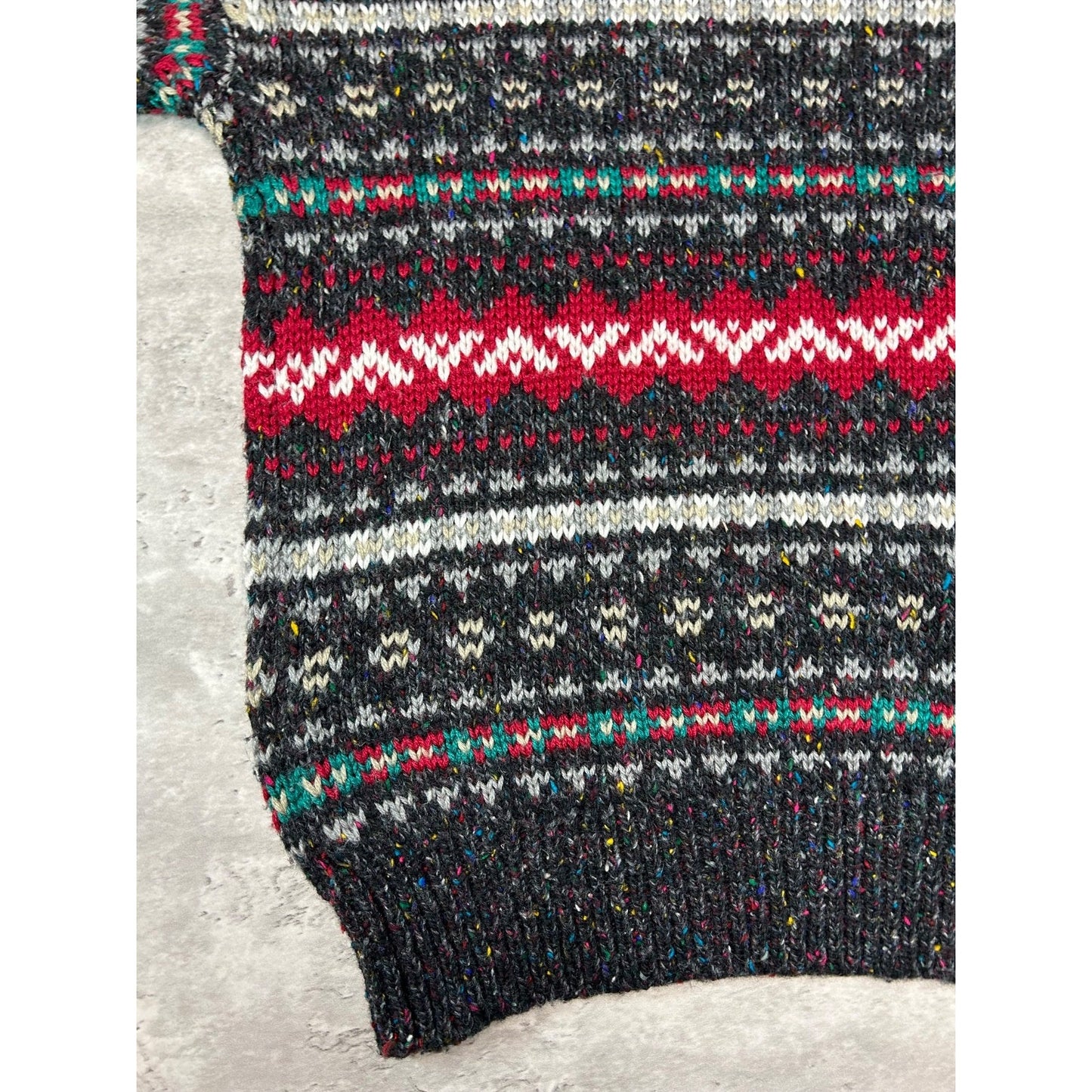 Vintage 90s Geometric Abstract Striped Pullover Ribbed Knit Sweater Size XL