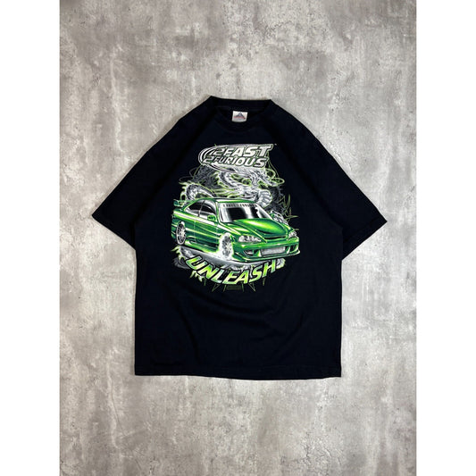 Vintage 2003 2 Fast 2 Furious Car Graphic Movie Promo T-Shirt Size XL Black