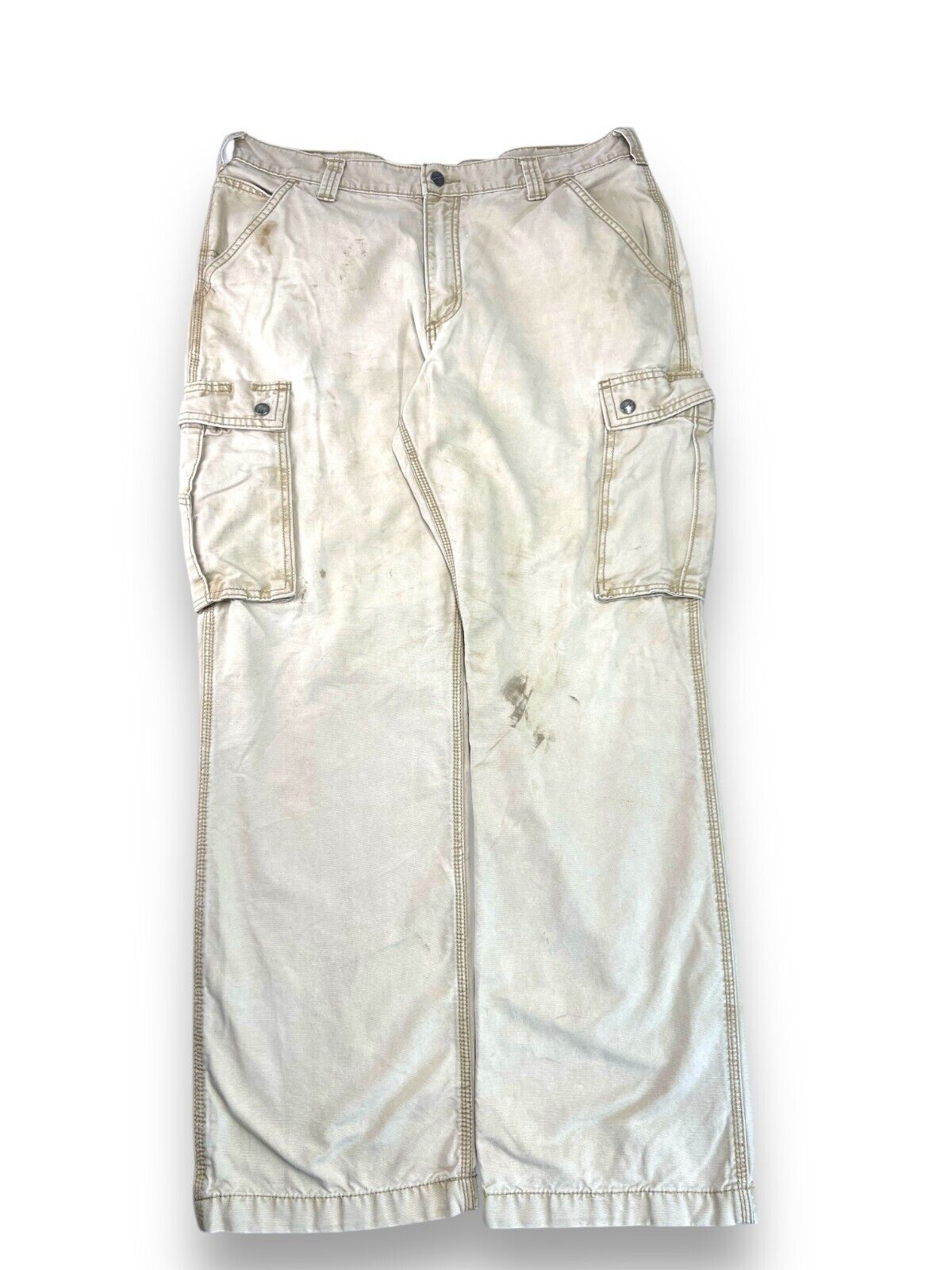 Carhartt Relaxed Fit Canvas Workwear Cargo Pants Size 36W Beige