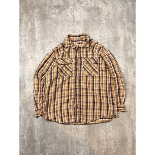 Vintage 90s Carhartt Plaid Double Pocket Long Sleeve Button Up Shirt Size Large