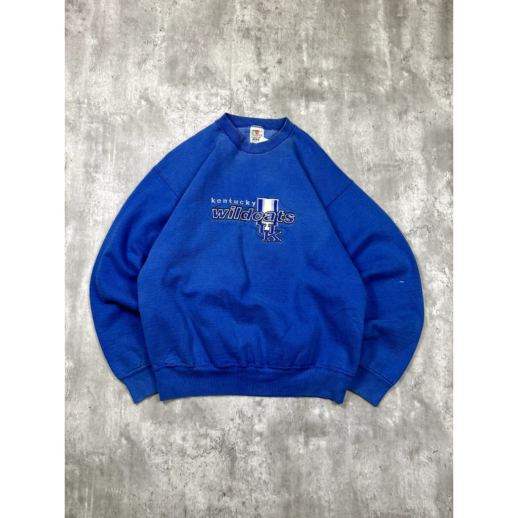 Vintage 90s Kentucky Wildcats NCAA Embroidered Logo Spellout Sweatshirt Sz Large