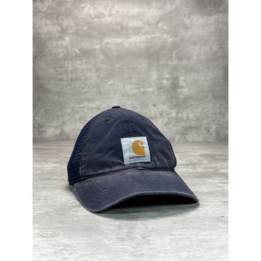 Carhartt Workwear Embroidered Patch Trucker Snapback Hat OSFA Navy Blue