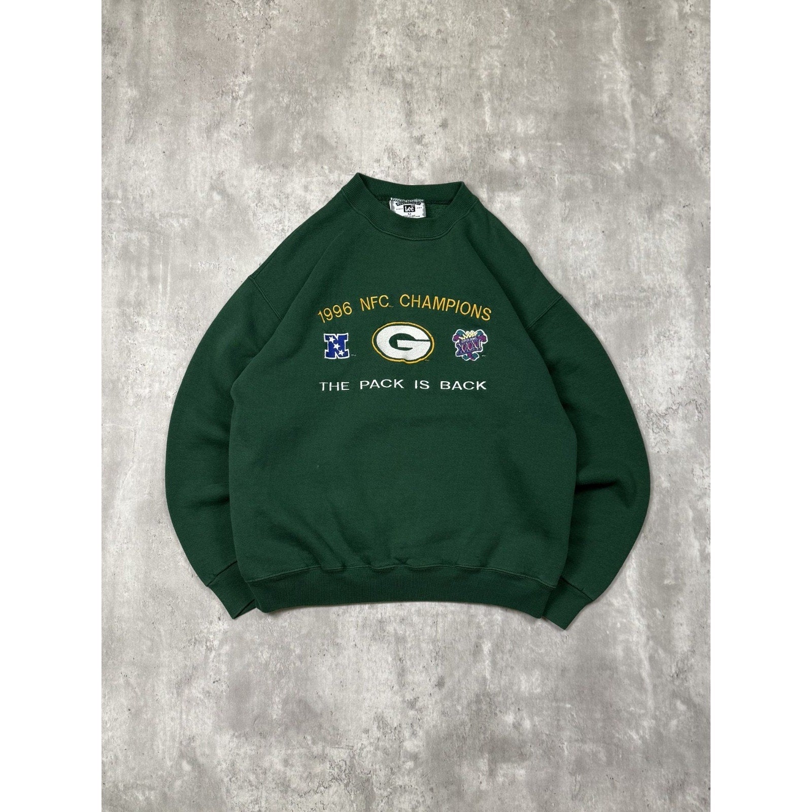 Vintage 1996 Green Bay Packers NFL NFC Champs Embroidered Sweatshirt Size Medium