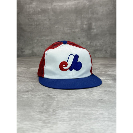 Vintage 80s Montreal Expos MLB Embroidered Logo Trucker Snapback Hat OSFA