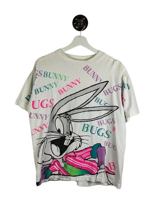 Vintage 1994 Bugs Bunny Looney Tune Cartoon AOP Graphic T-Shirt Size Large 90s