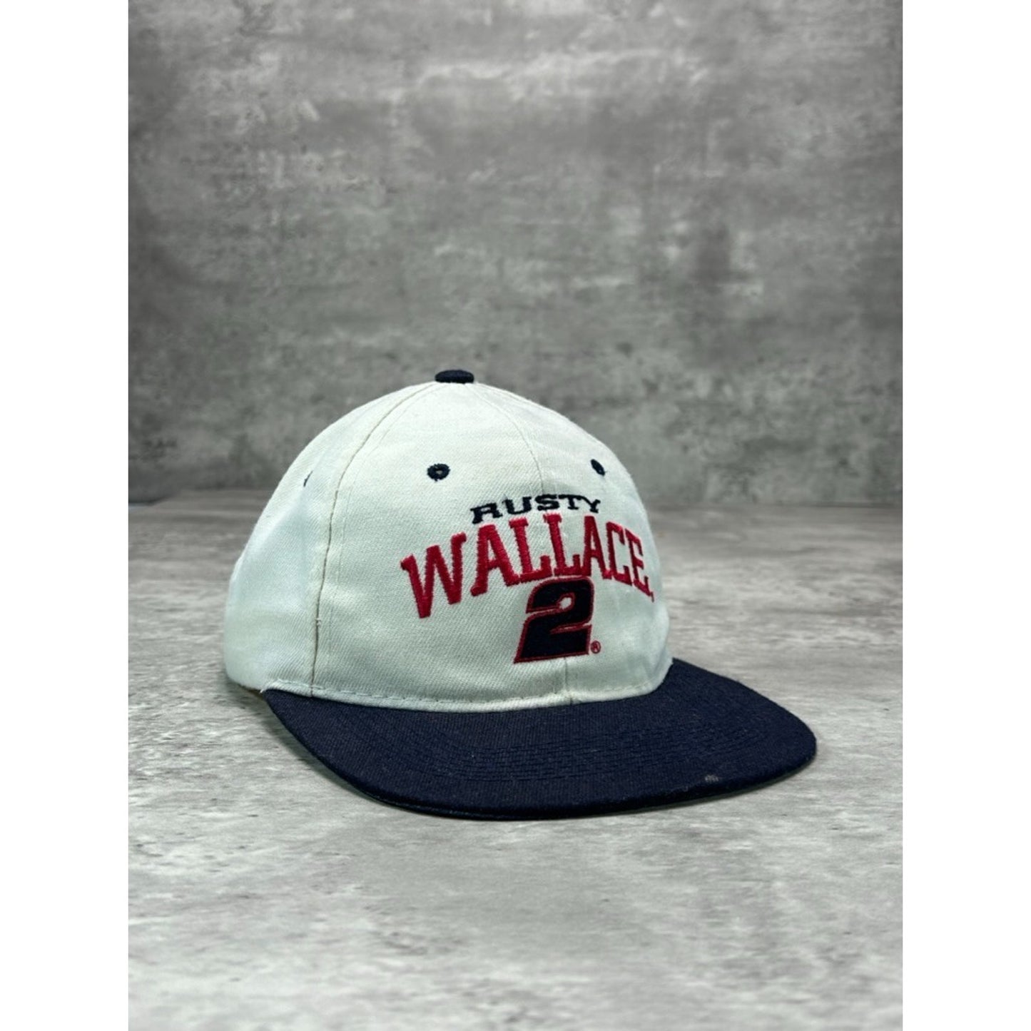 Vintage 90s Rusty Wallace #2 Embroidered Spellout Nascar Snapback Hat OSFA