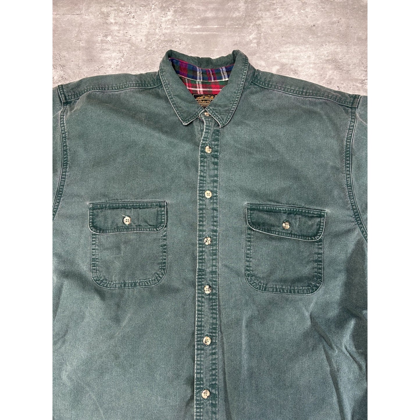 Vintage 90s Eddie Bauer Long Sleeve Double Pocket Button Up Shirt Size Large