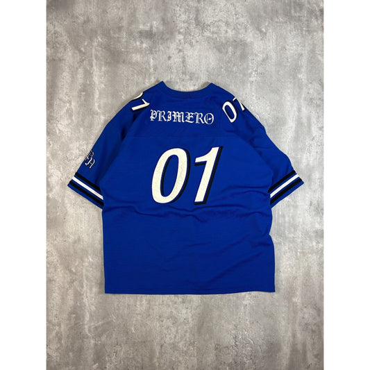 Vintage Y2K Primero #01 Tailsweep Spellout Nylon Football Jersey Size XXL