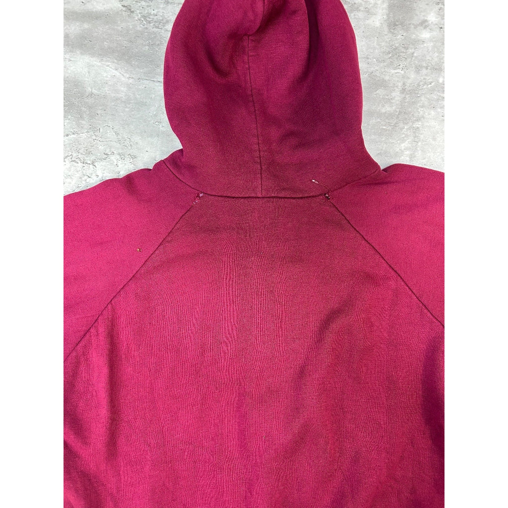 Vintage 80s Thermal Lined Full Zip Hooded Sweatshirt Size Large Maroon