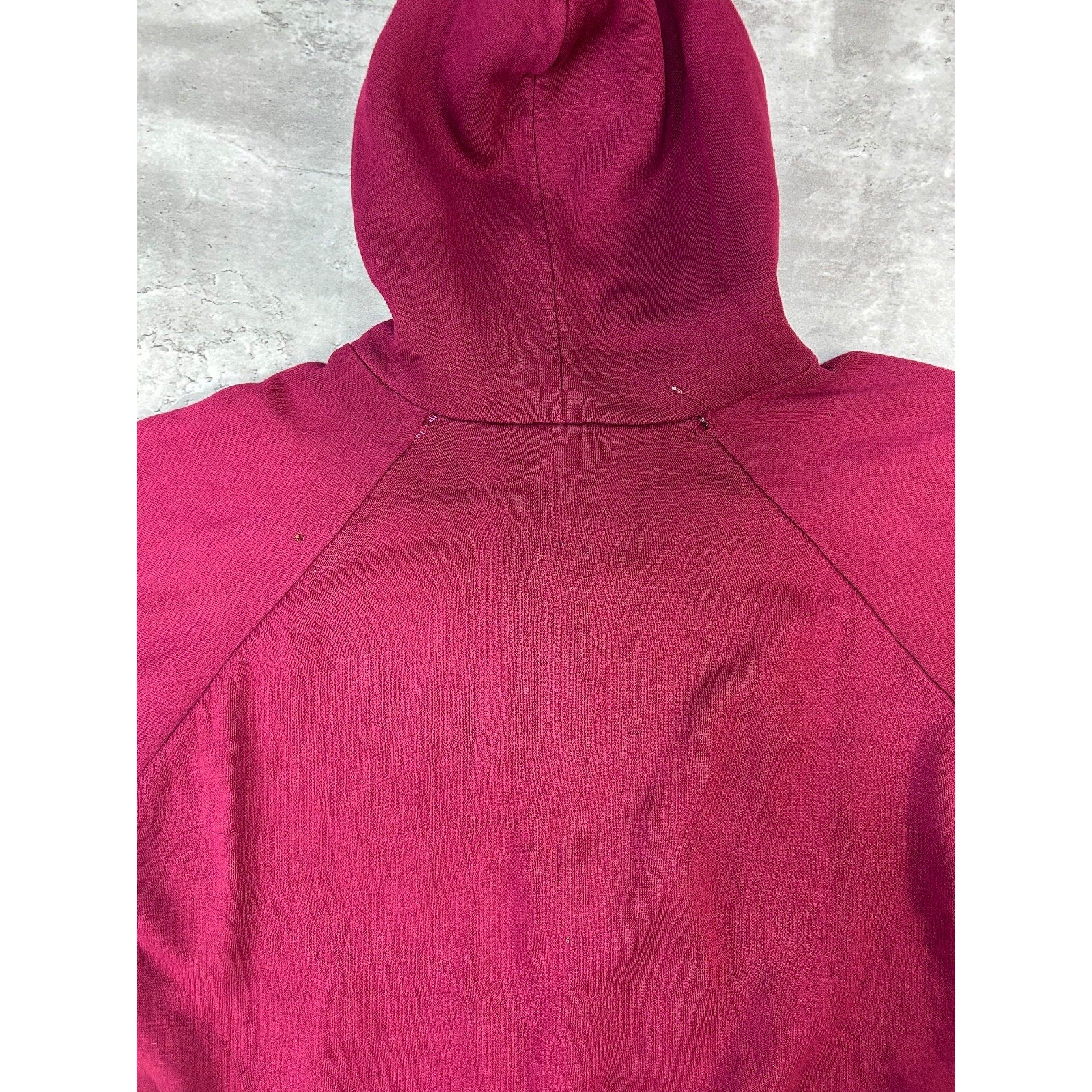 Vintage 80s Thermal Lined Full Zip Hooded Sweatshirt Size Large Maroon