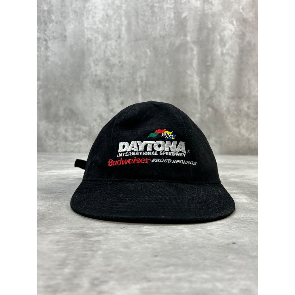 Vintage 90s Daytona Speedway Budweiser Nascar Racing Strapback Hat OSFA