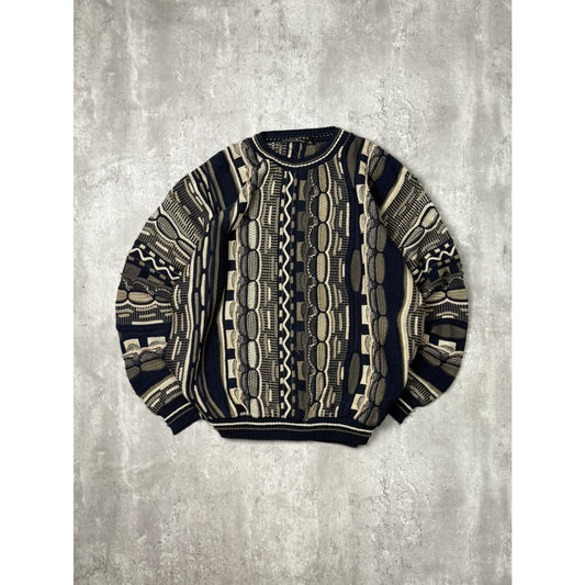 Vintage 90s Protege 3D Abstract Print Pullover Knit Sweater Size XL