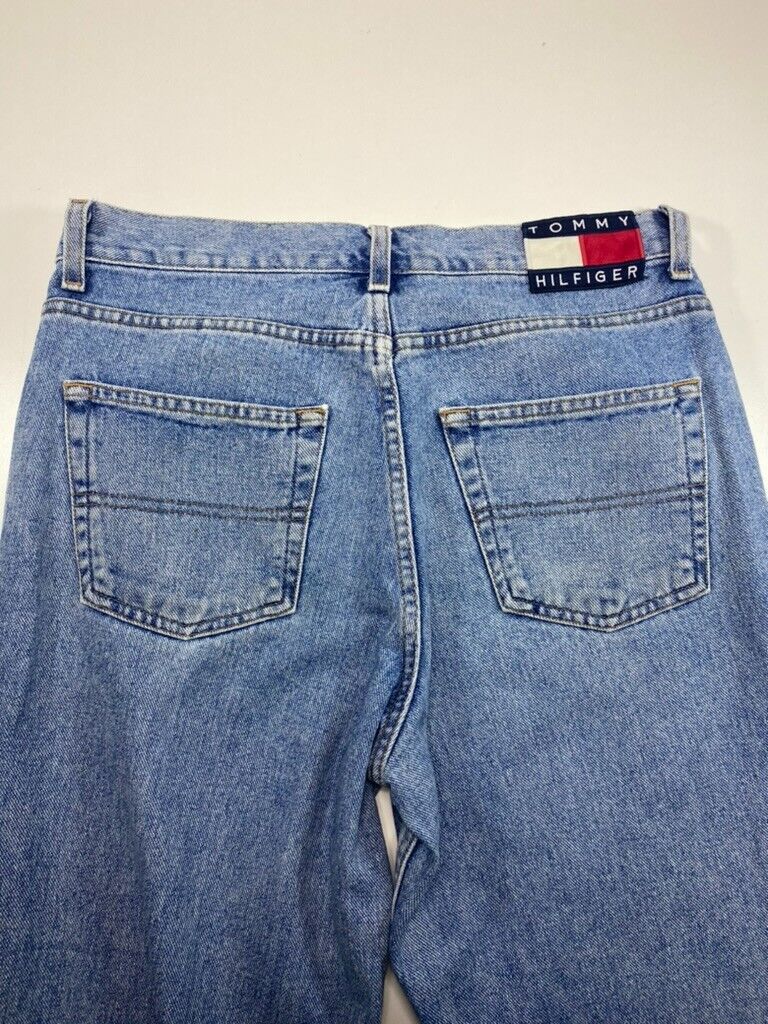 Vintage 90s Tommy Jeans Light Wash Denim Straight Fit Pants Size 33W Blue