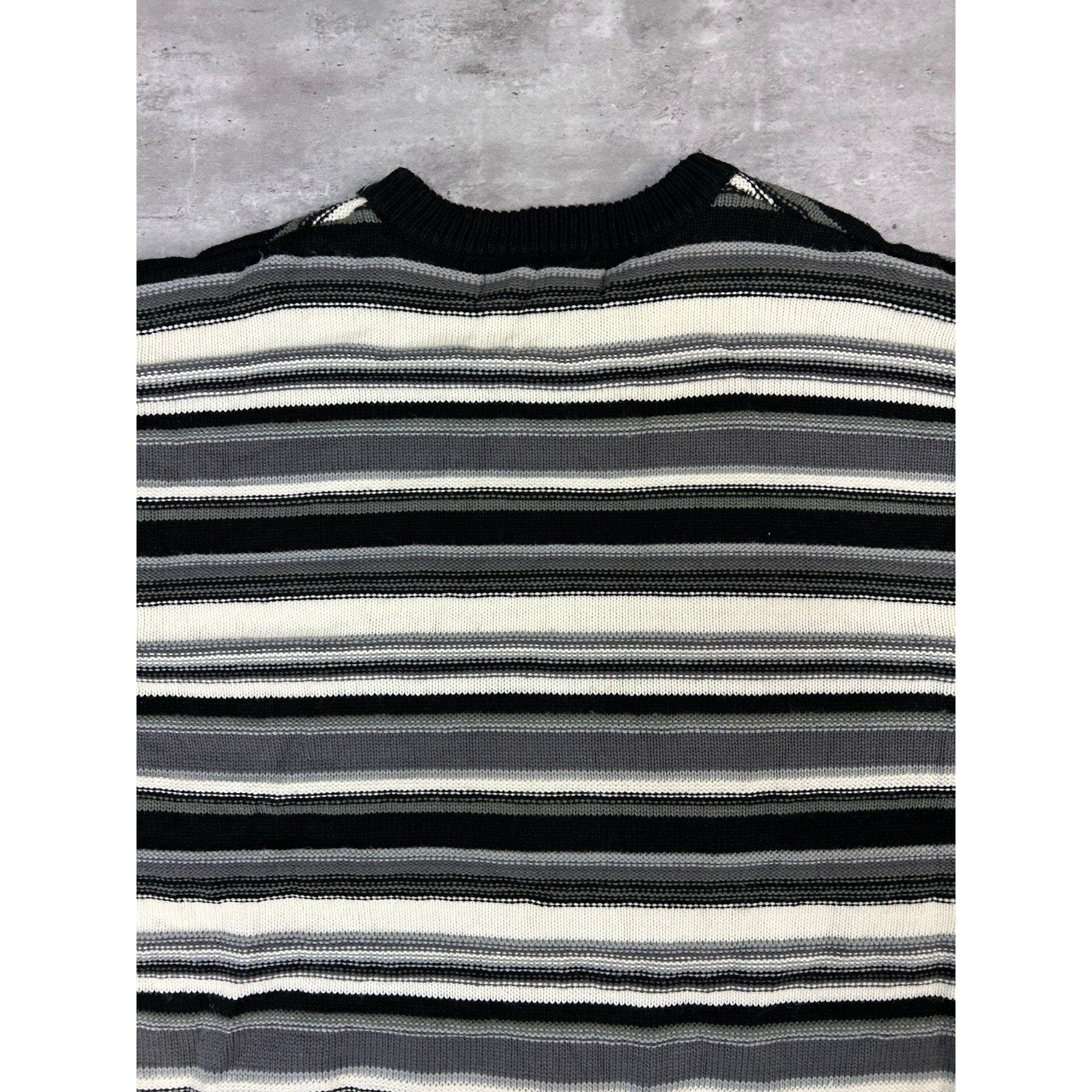 Vintage 90s 212 NYC Striped Pullover Ribbed Knit Sweater Size XL