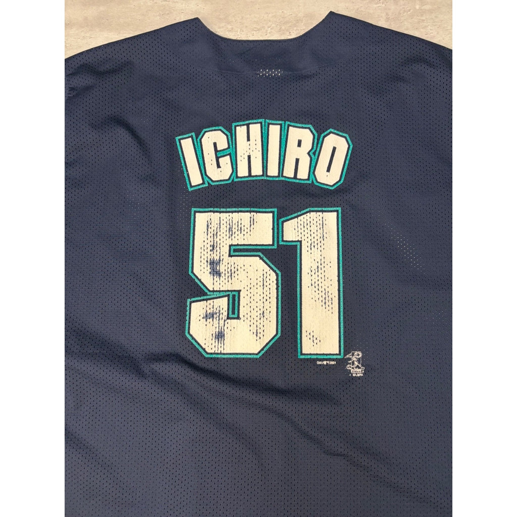 Vintage 2001 Ichiro Suzuki #51 Seattle Mariners Baseball Jersey Size 2XL