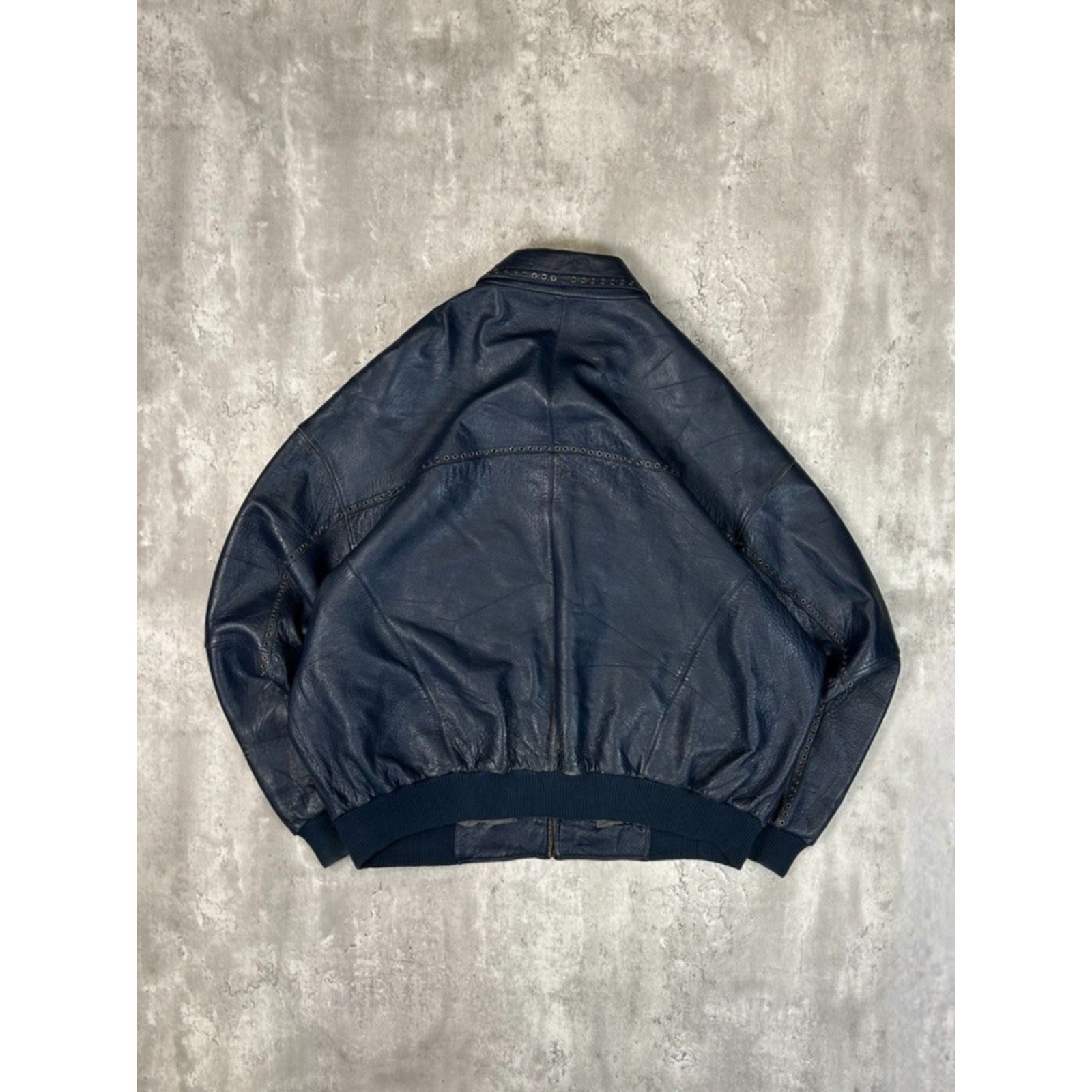Vintage Pelle Pelle Riveted Full Zip Leather Bomber Jacket Size 2XL