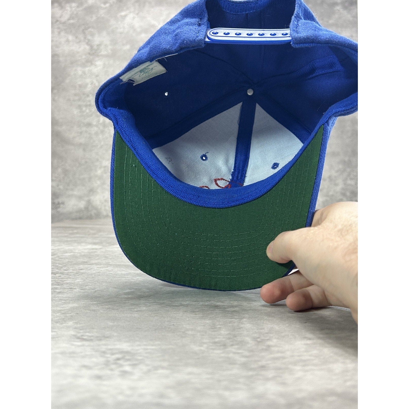Vintage 90s Embroidered Cursive L Snapback Hat OSFA Blue