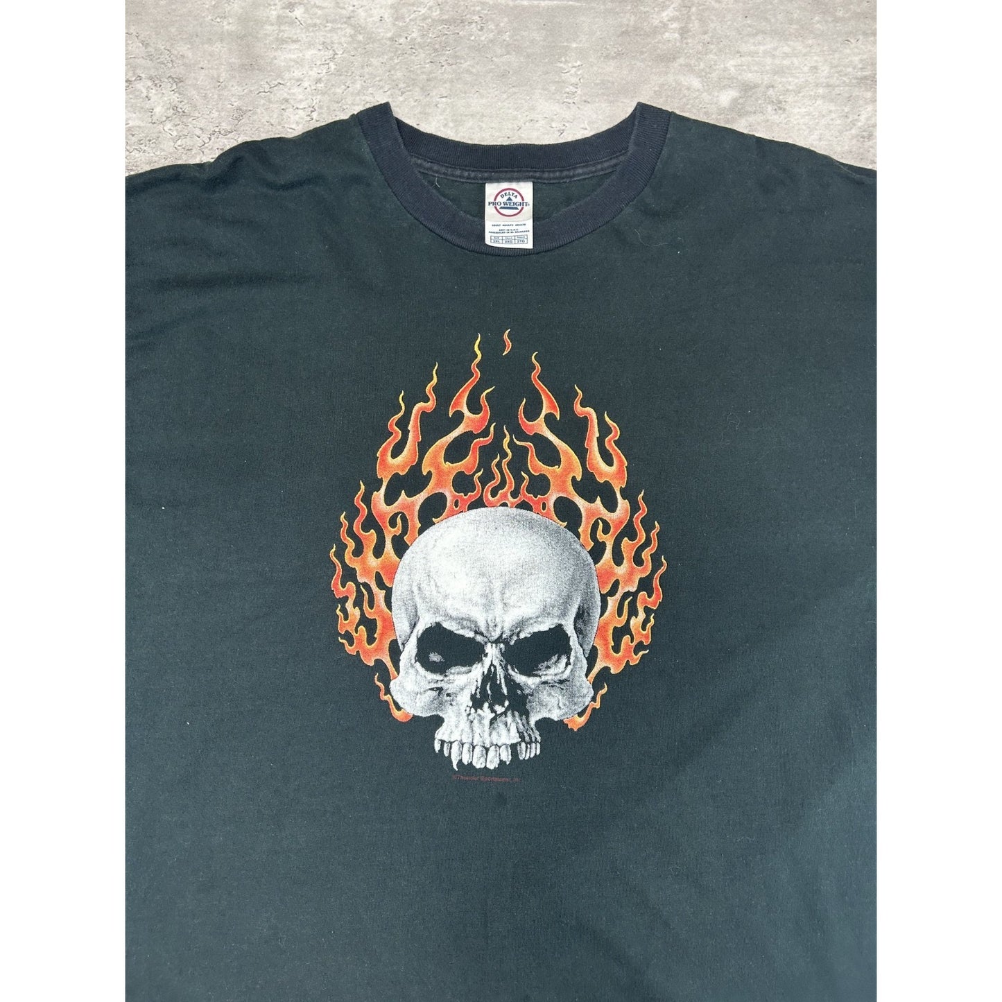 Vintage 2000s Flaming Skull Graphic Long Sleeve T-Shirt Size 2XL Black
