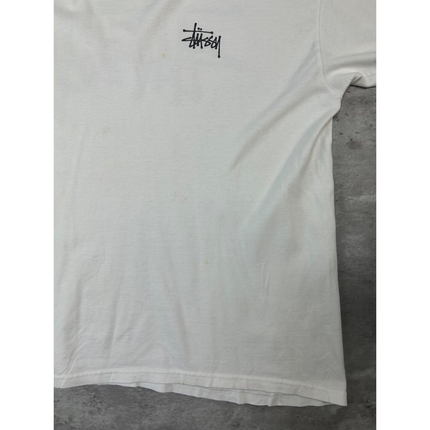 Vintage Stussy Classic Spellout Logo T-Shirt Size Large White