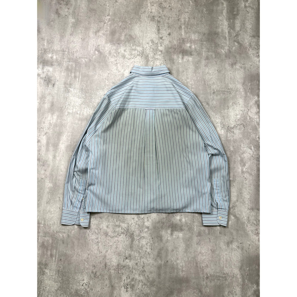 Vintage Chaps Single Pocket Striped Cropped Button Up Shirt Size Medium