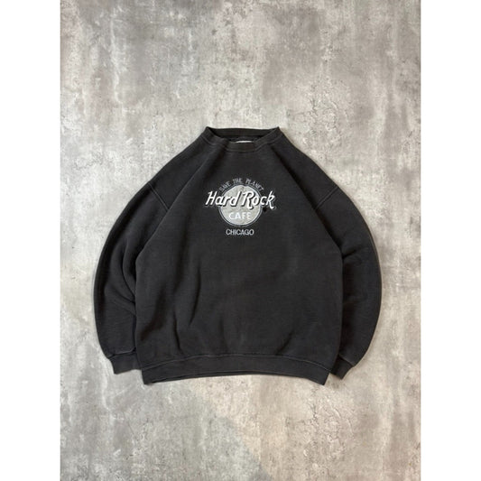 Vintage 90s Hard Rock Cafe Chicago Embroidered Destination Sweatshirt Size Large