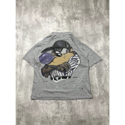 Vintage 1993 Colorado Rockies MLB Looney Tunes Taz Graphic T-Shirt Size Large