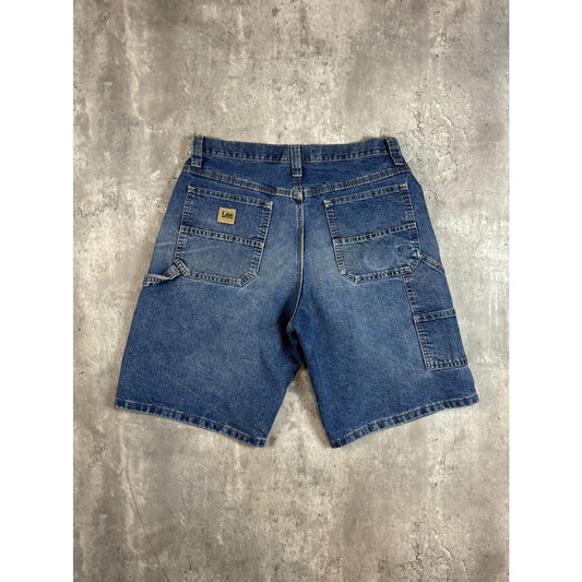 Vintage Lee Dungaree Medium Wash Denim Workwear Carpenter Shorts Size 32 Blue