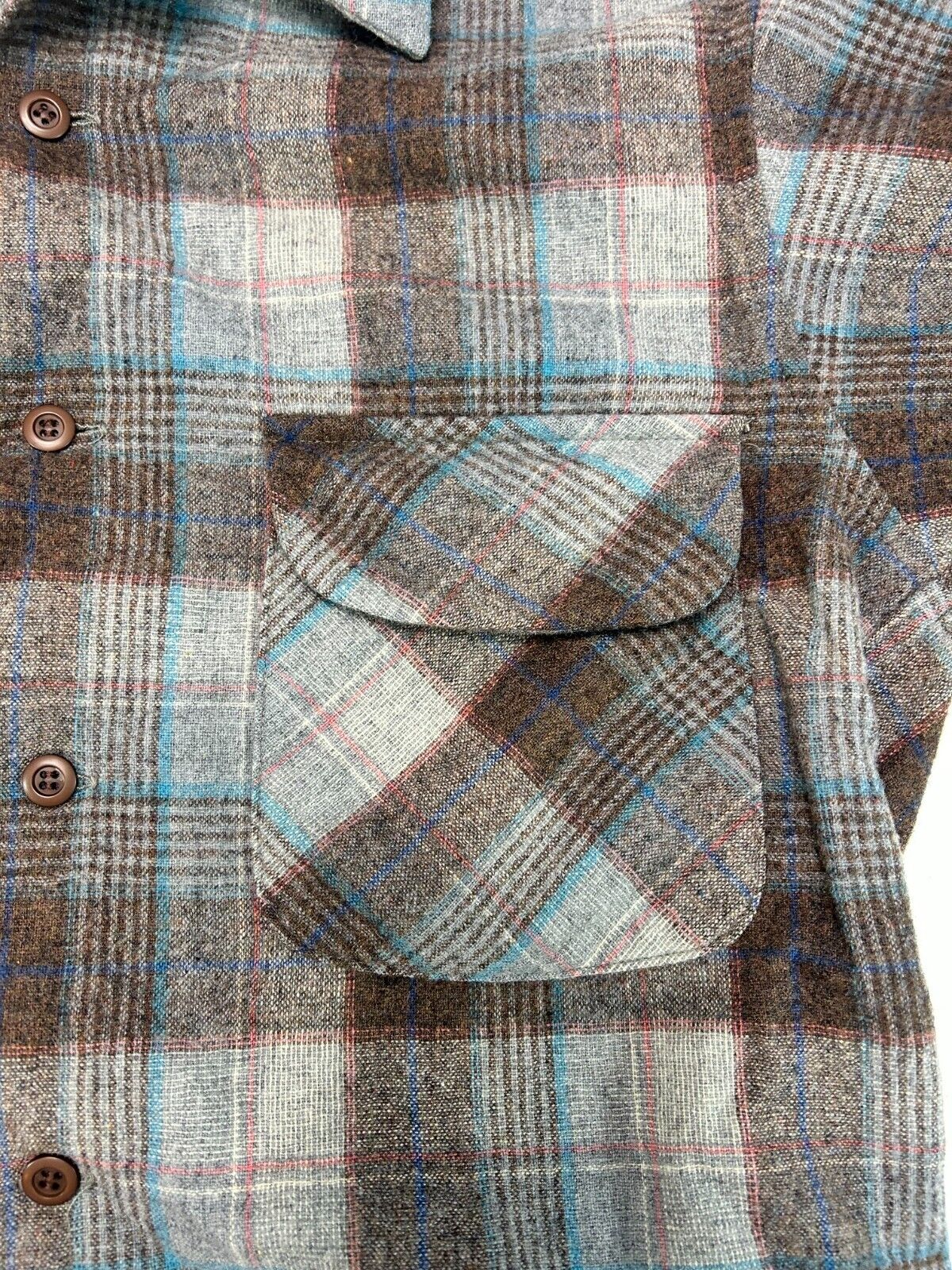 Vintage 80s/90s Pendleton 100% Virgin Wool Plaid Button Up Shirt Size Medium