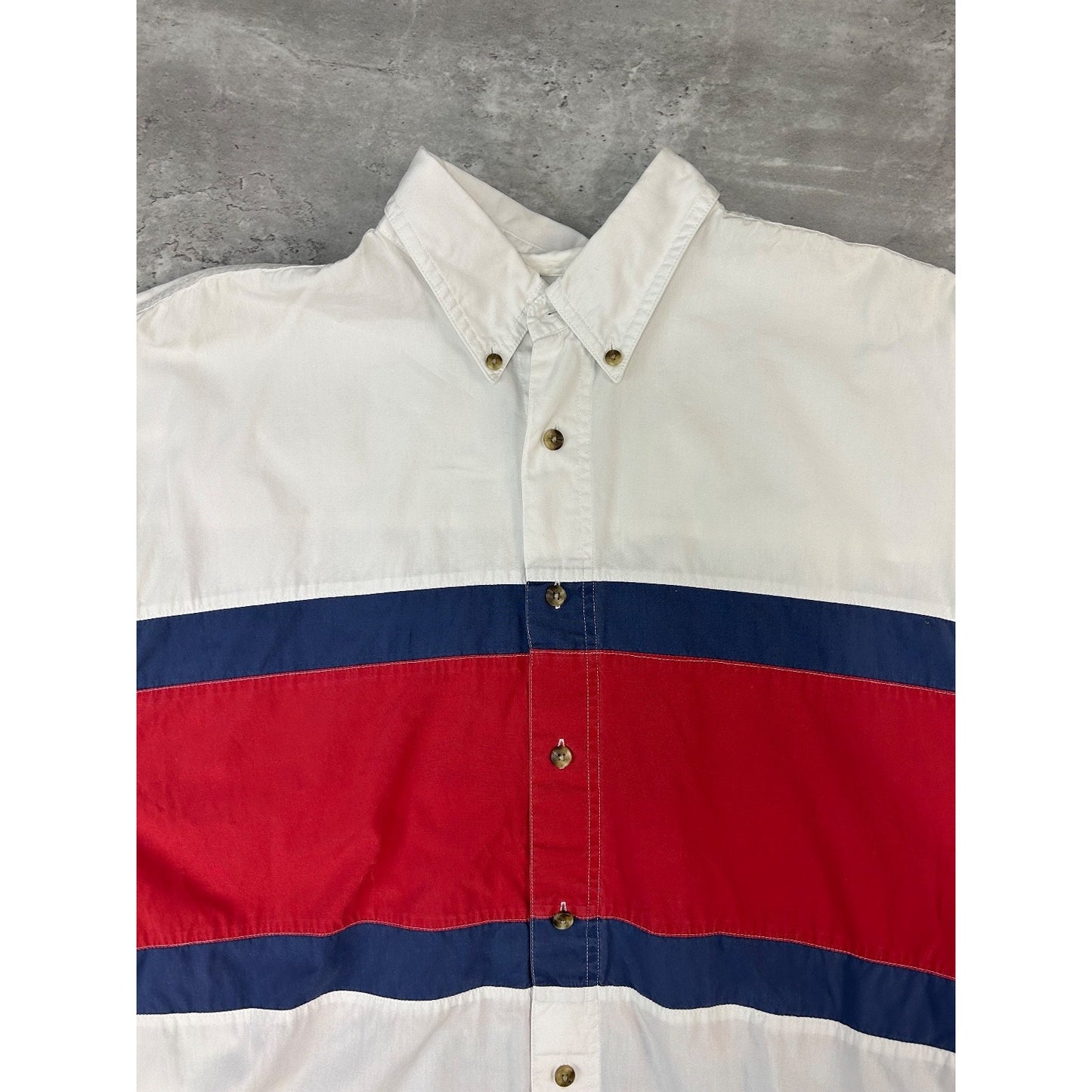 Vintage Eddie Bauer Striped Reworked Cropped Long Sleeve Button Up Shirt Large