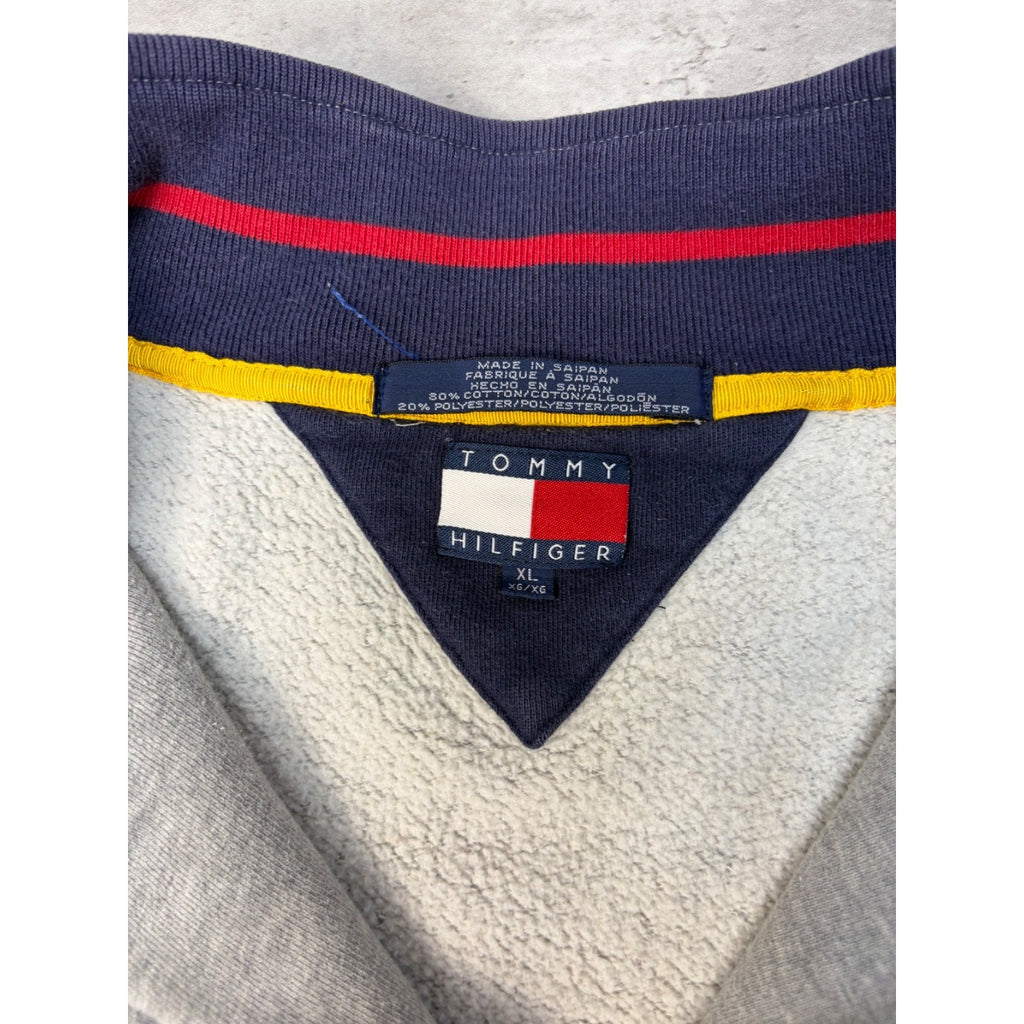 Vintage Tommy Hilfiger Embroidered Spellout Logo 1/4 Zip Sweatshirt Size XL