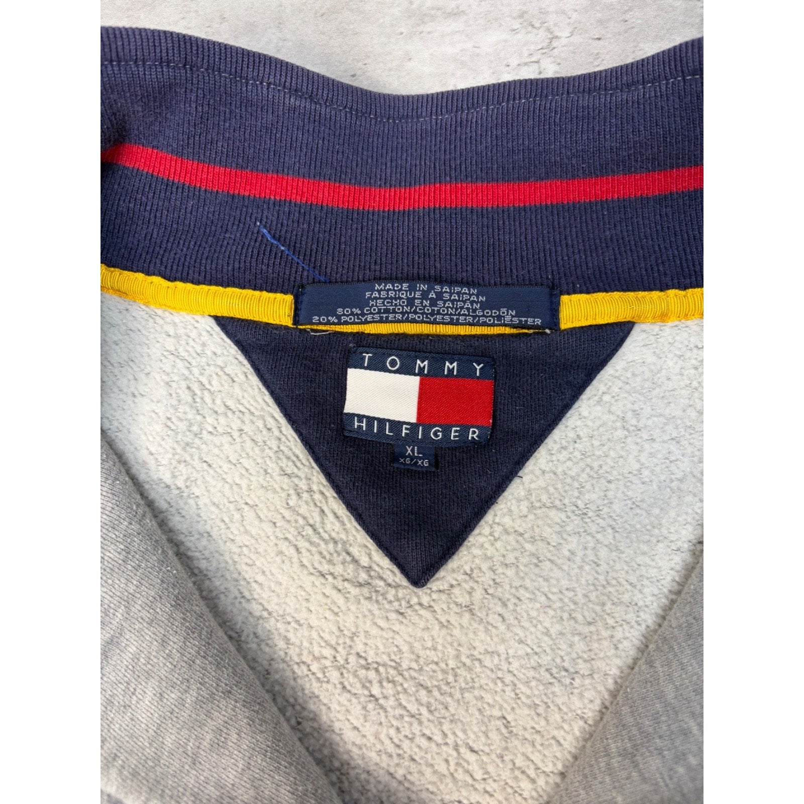 Vintage Tommy Hilfiger Embroidered Spellout Logo 1/4 Zip Sweatshirt Size XL