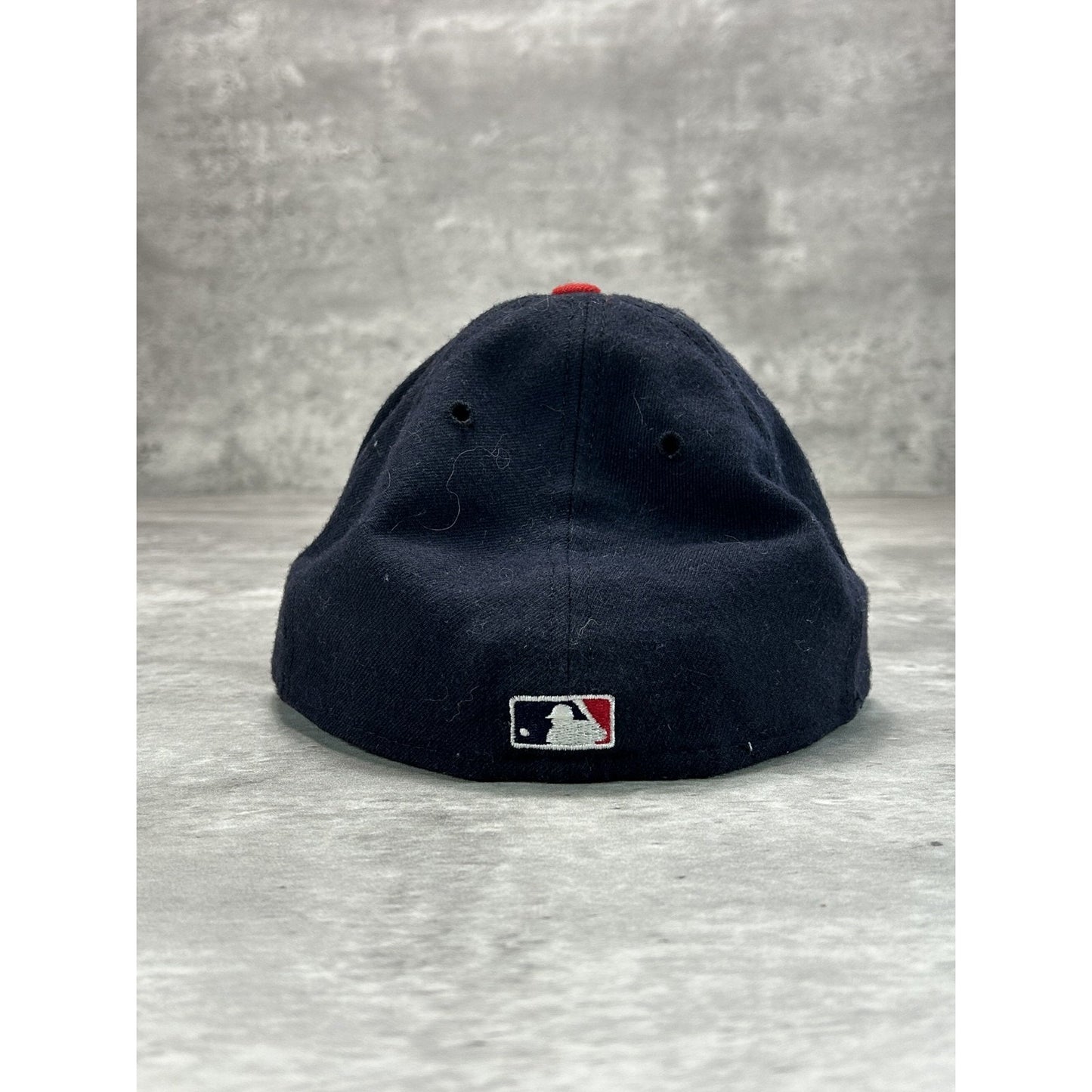 Atlanta Braves MLB Embroidered Logo Baseball Fitted Hat 7 3/8 Navy/Red