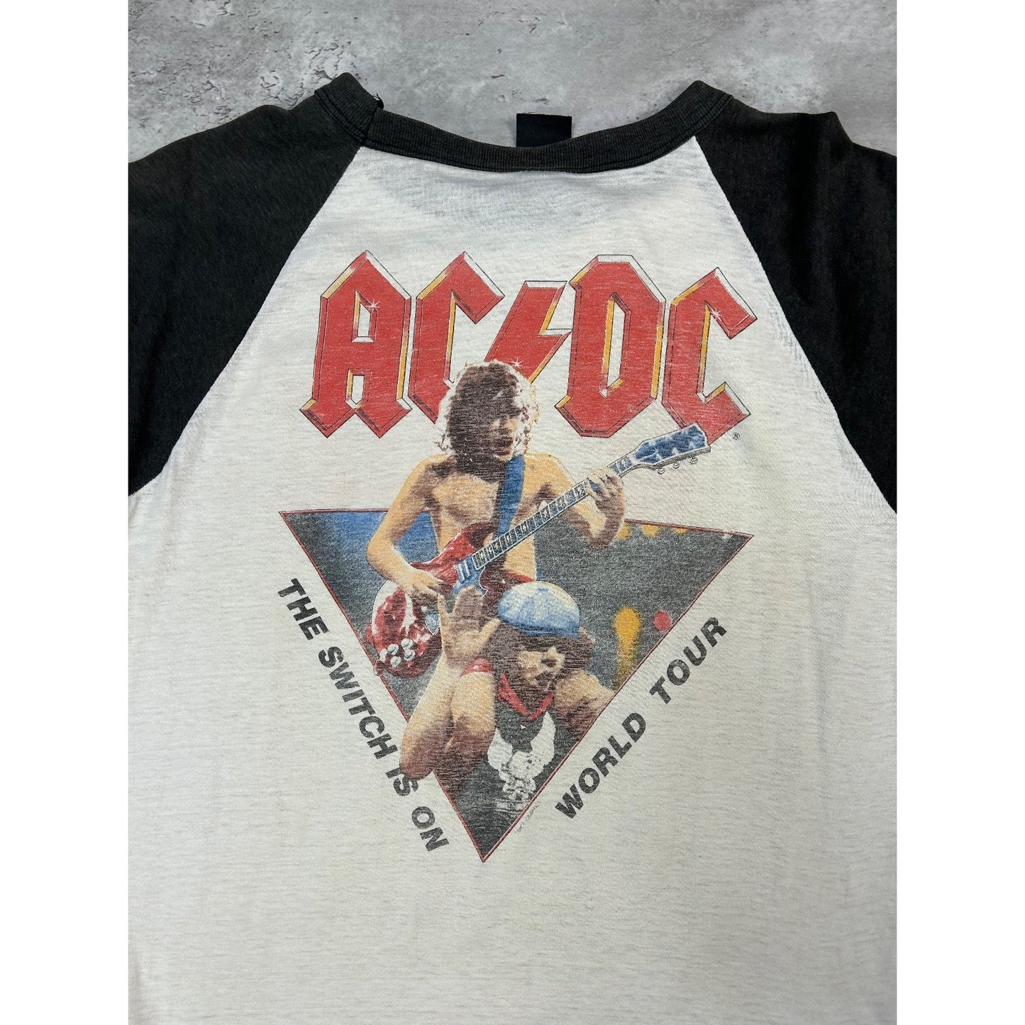 Vintage 1983 ACDC Flick Of The Switch Rock Music Raglan Band T-Shirt Size Small