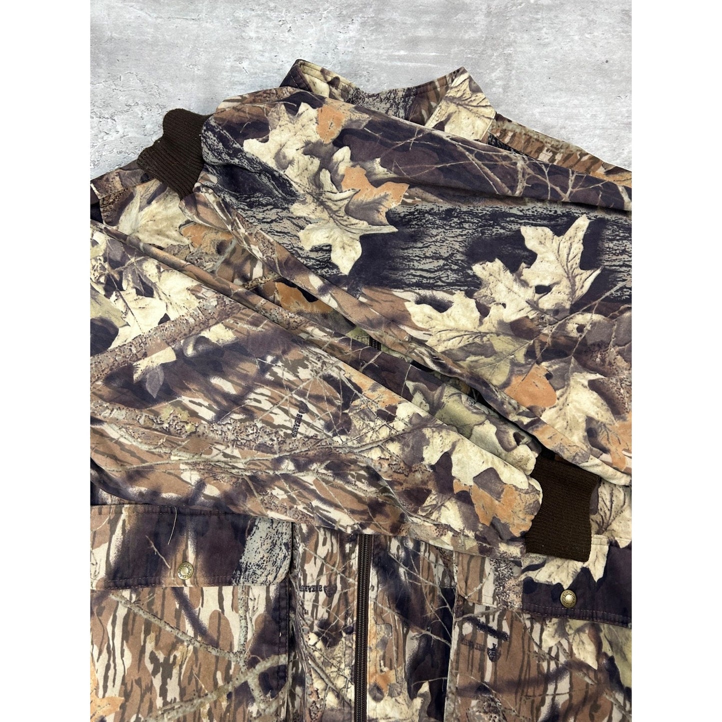 Vintage Cabelas Mossy Oak Break Up Full Zip Bomber Jacket Size 2XL