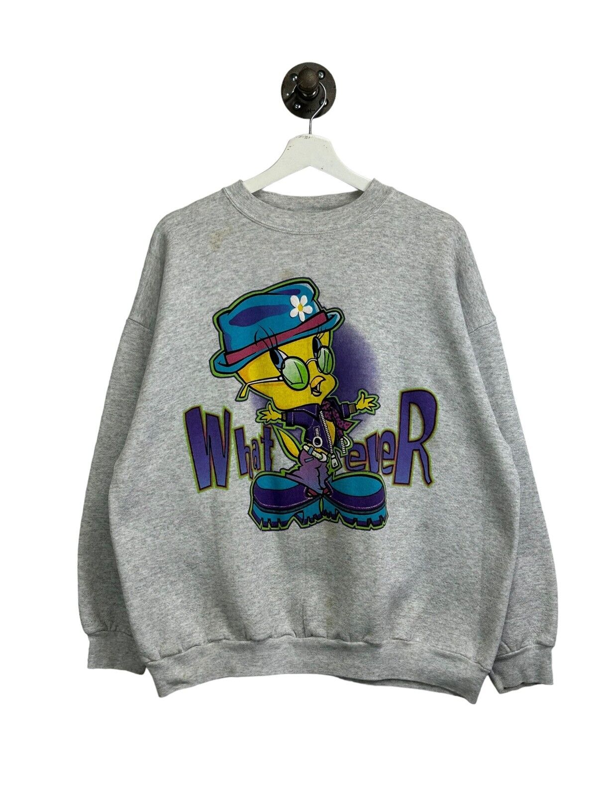 Vintage 90s Looney Tunes Tweety Bird What Ever Graphic Sweatshirt Size Large