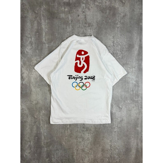 2008 Beijing Olympics Graphic Spellout T-Shirt Size Large White