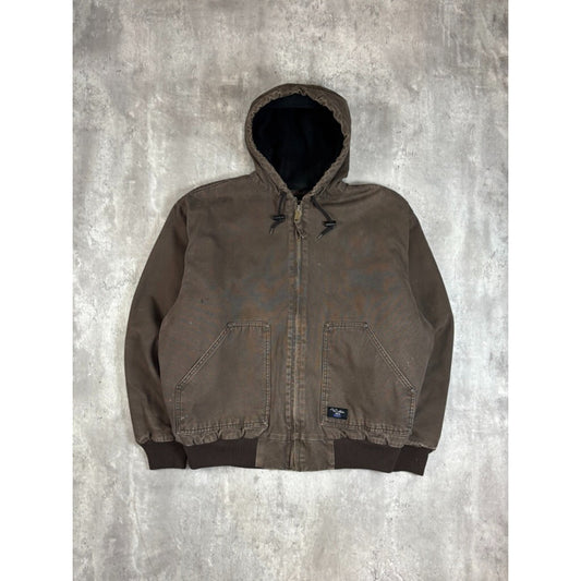 Vintage The Walls Blizzard Pruf Canvas Workwear Hooded Jacket Size XL Brown