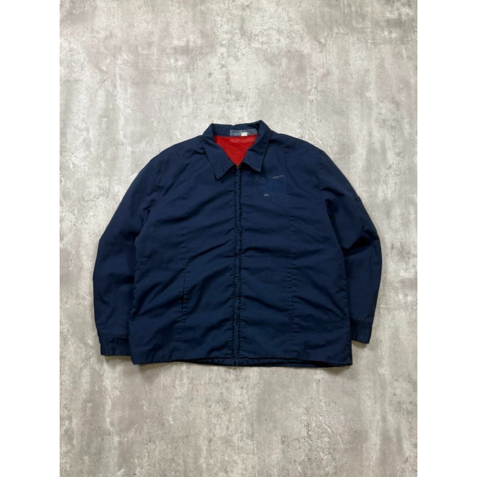 Vintage 1970s Harrington Navy Blue Workwear Style Jacket Size XL