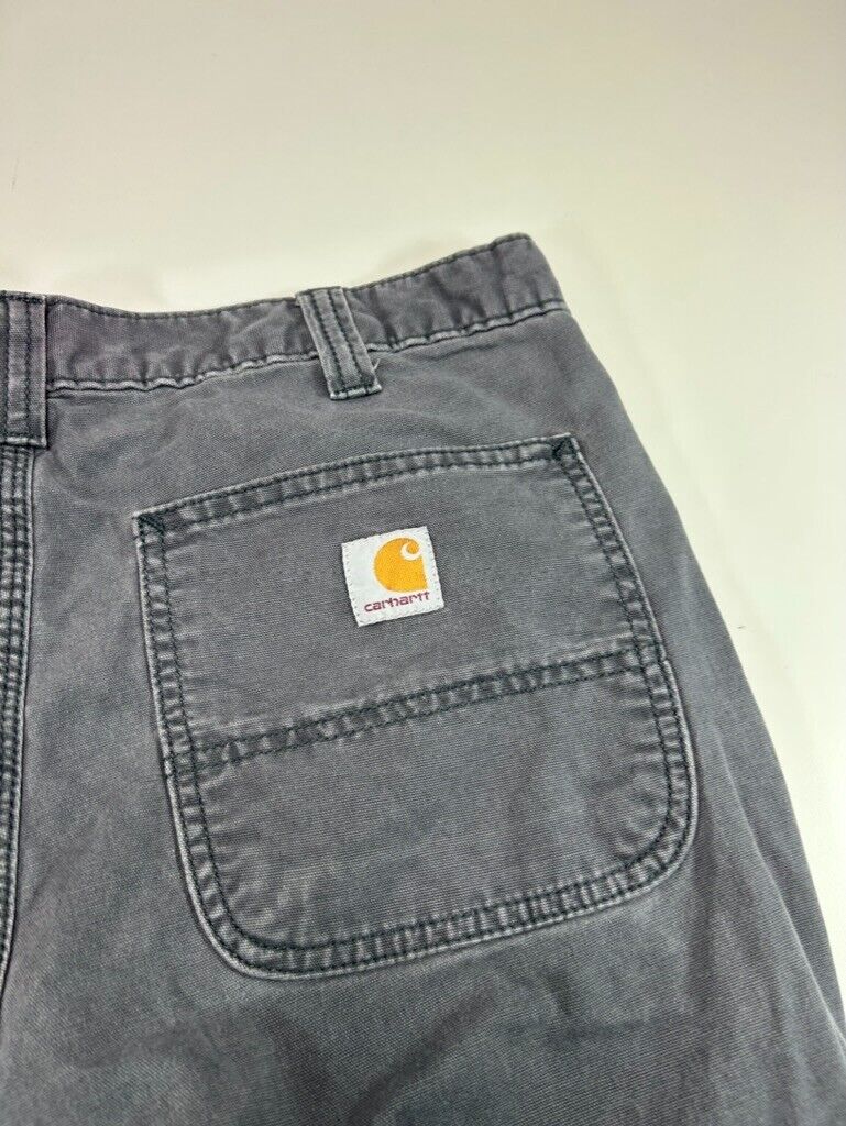 Carhartt Straight Fit Canvas Workwear Pants Size 35 Gray