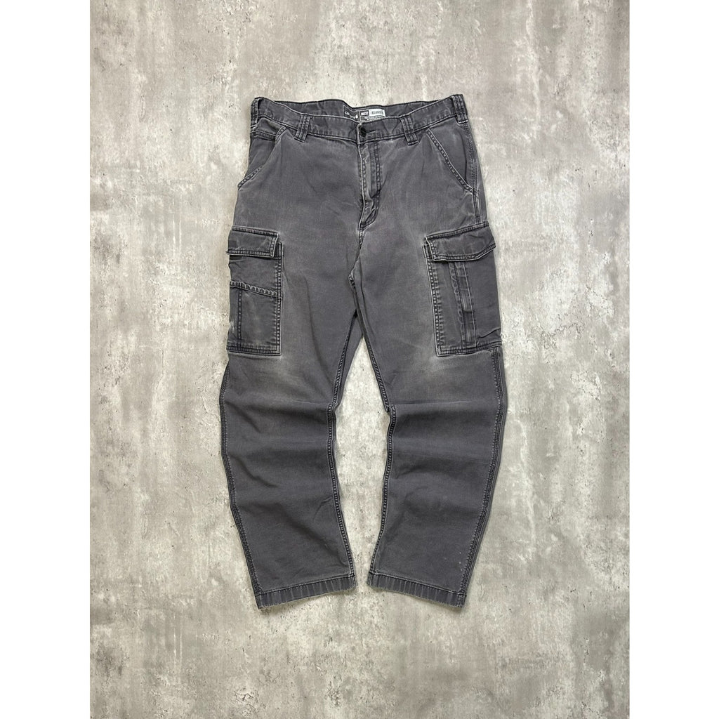 Carhartt Relaxed Fit Canvas Workwear Gray Cargo Pants Size 35