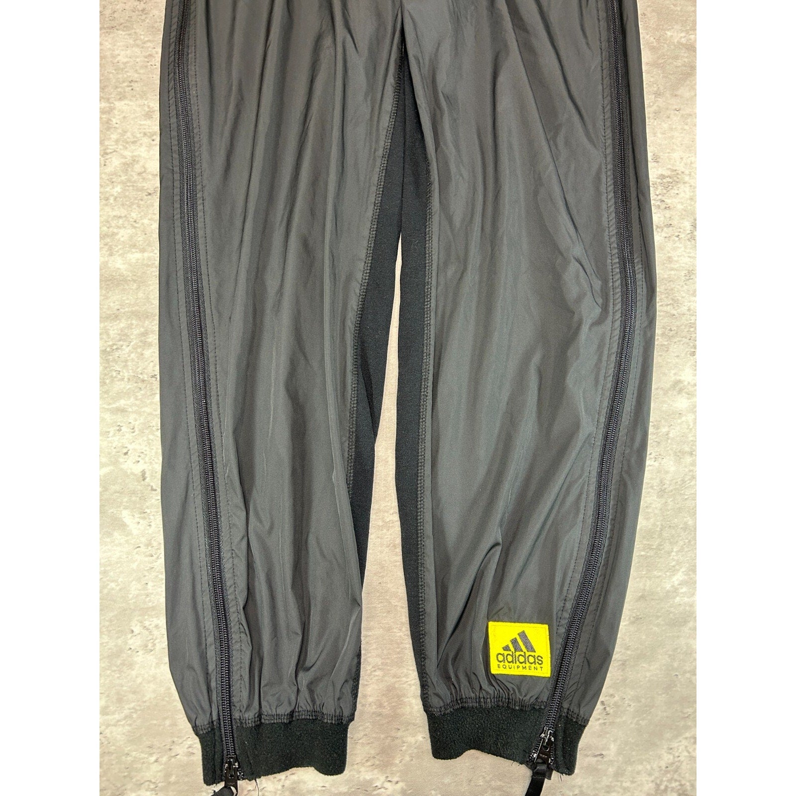 Vintage 90s Adidas Embroidered Patch Tapered Nylon Track Pants Size Small Black