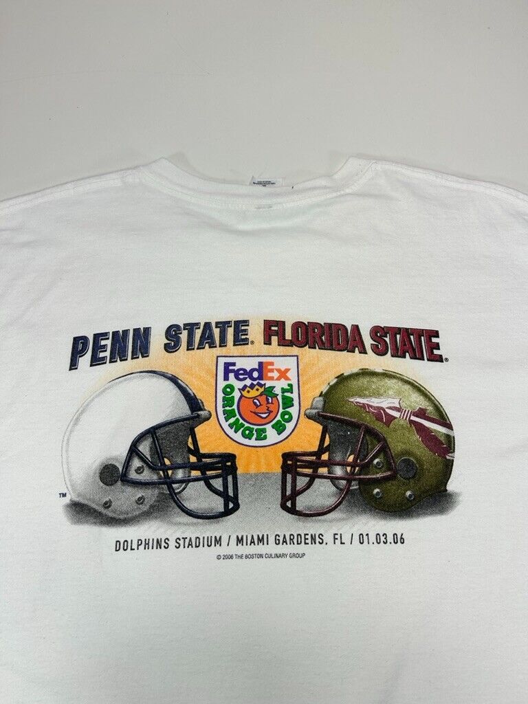 2006 Penn State vs Florida State NCAA Orange Bowl Graphic T-Shirt Size XL White