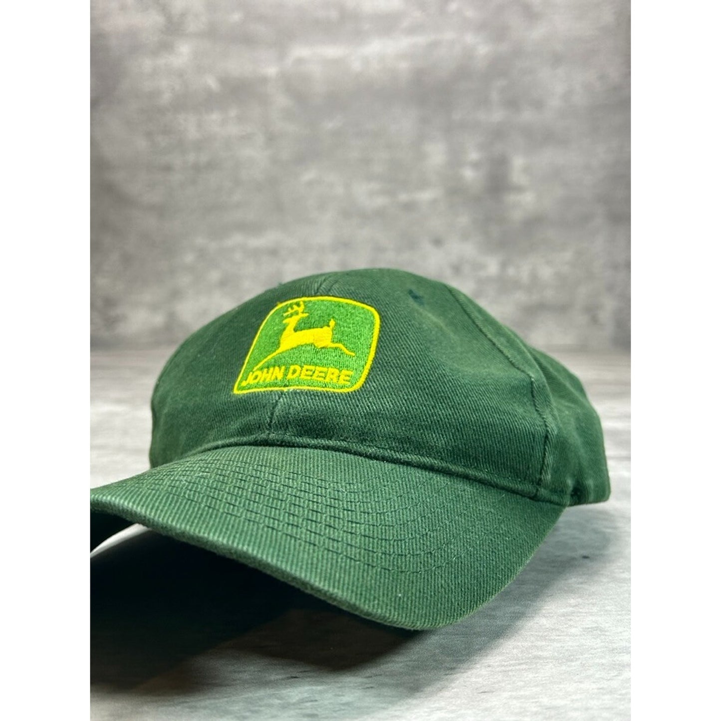 Vintage John Deere Embroidered Logo Snapback Hat OSFA Green