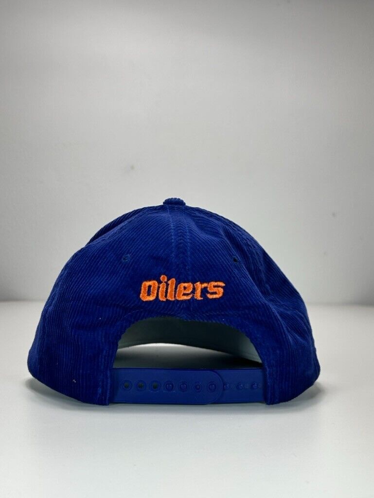 Vintage Edmonton Oilers NHL Embroidered Logo Corduroy Snapback Hat OSFA