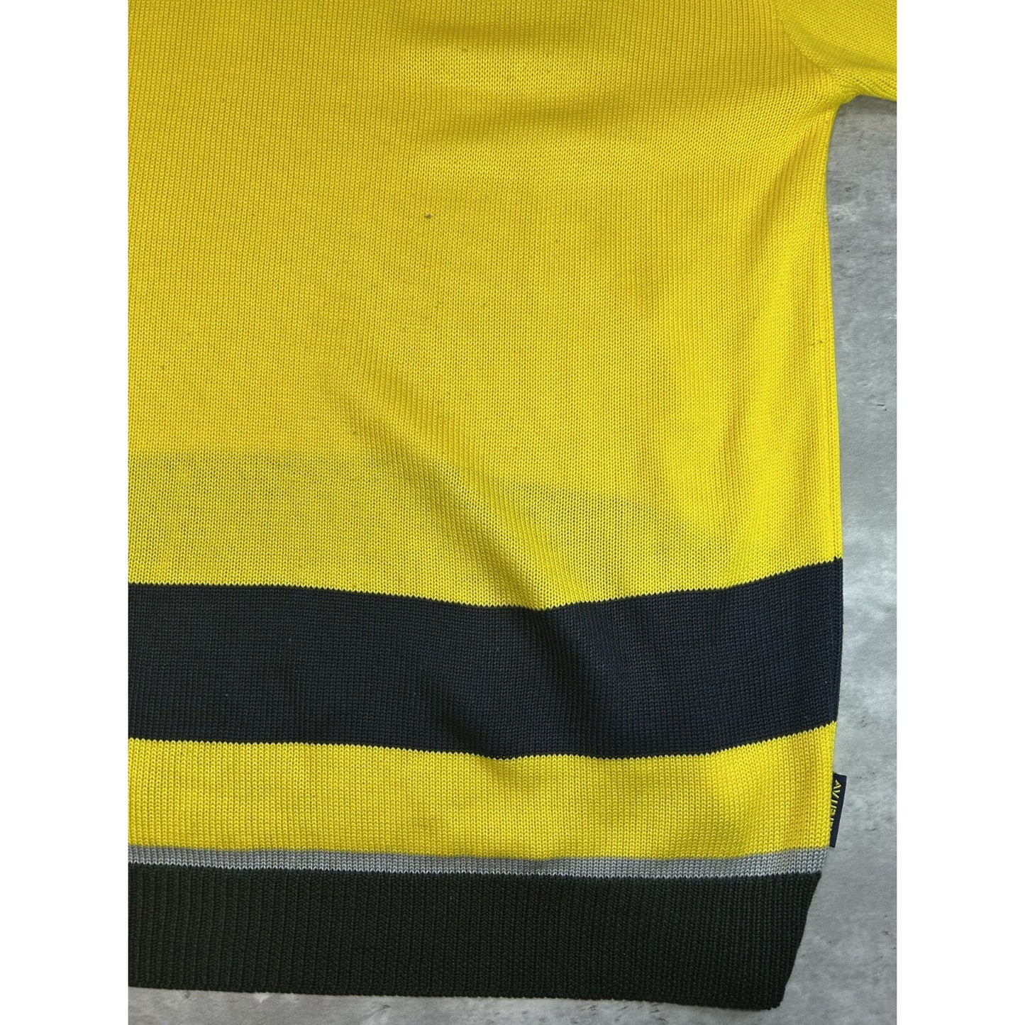 Vintage 90s Avirex Embroidered Spellout Pullover Knit Sweater Size XXL Yellow